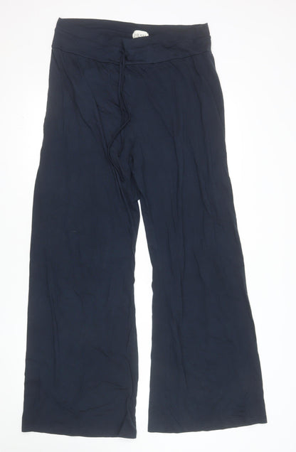 Hush Women Navy Blue Wide-Leg Drawstring Trousers Size 14