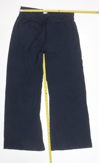 Hush Women Navy Blue Wide-Leg Drawstring Trousers Size 14