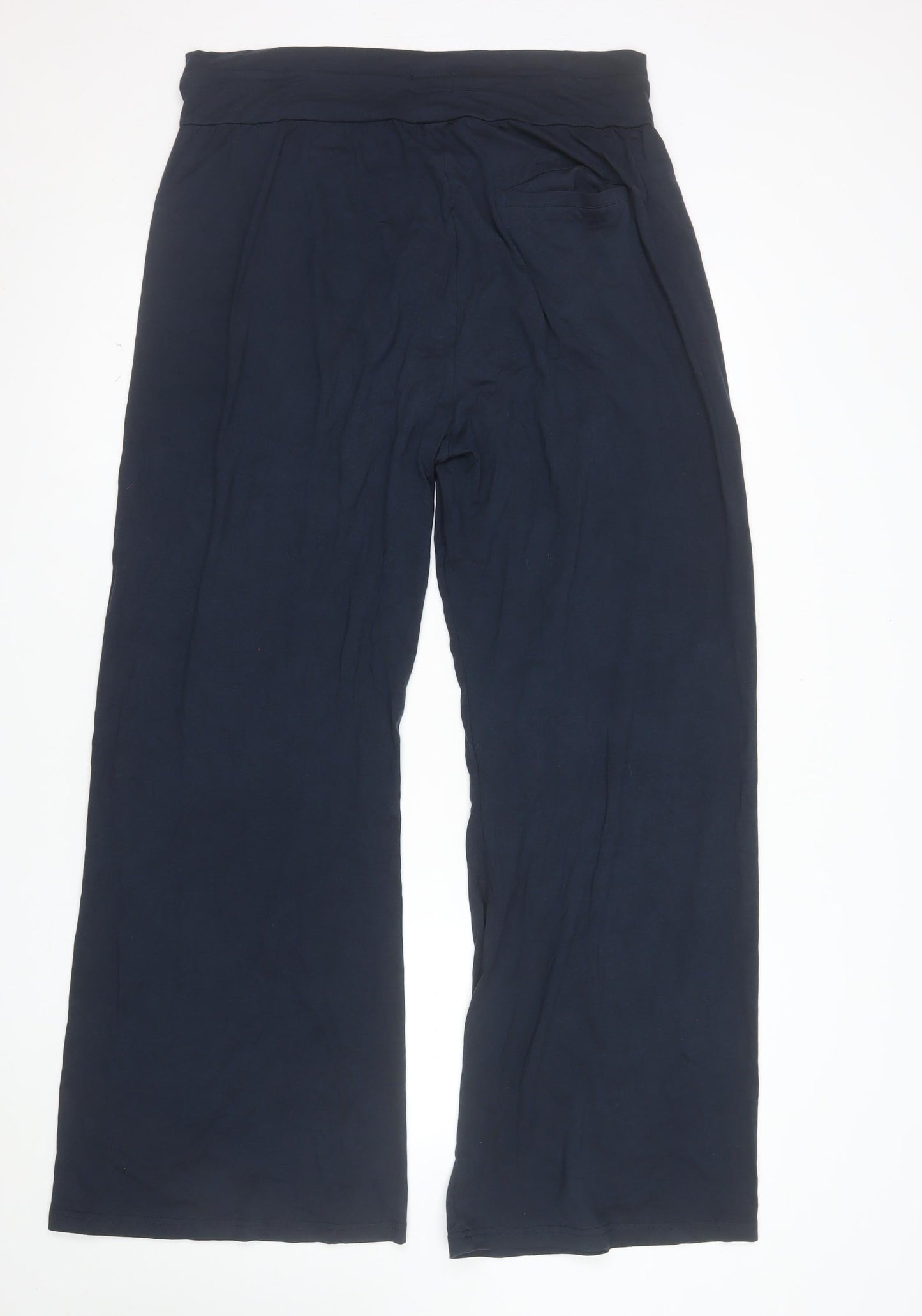 Hush Women Navy Blue Wide-Leg Drawstring Trousers Size 14