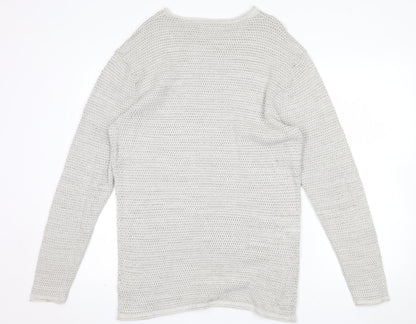 Next Mens Beige Cotton Waffle Knit Jumper Size L