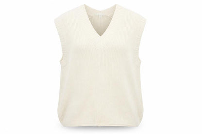 H&M Women Ivory Chunky Knit V-Neck Sleeveless Vest S