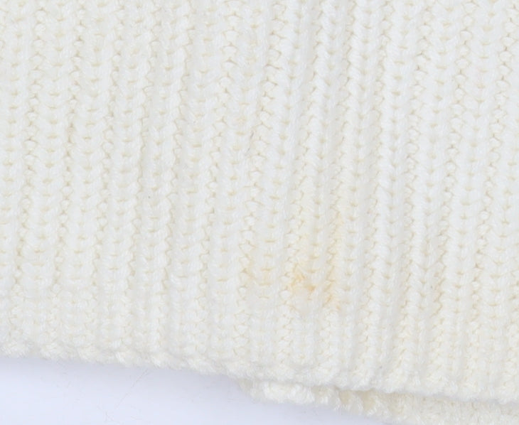 H&M Women Ivory Chunky Knit V-Neck Sleeveless Vest S