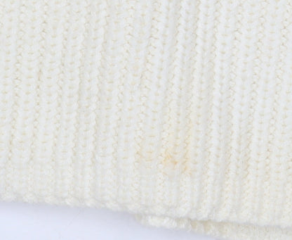 H&M Women Ivory Chunky Knit V-Neck Sleeveless Vest S