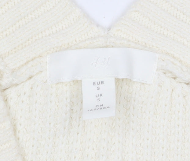 H&M Women Ivory Chunky Knit V-Neck Sleeveless Vest S