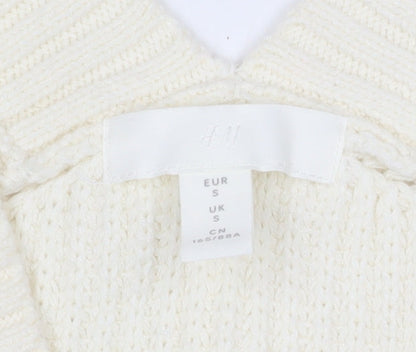 H&M Women Ivory Chunky Knit V-Neck Sleeveless Vest S