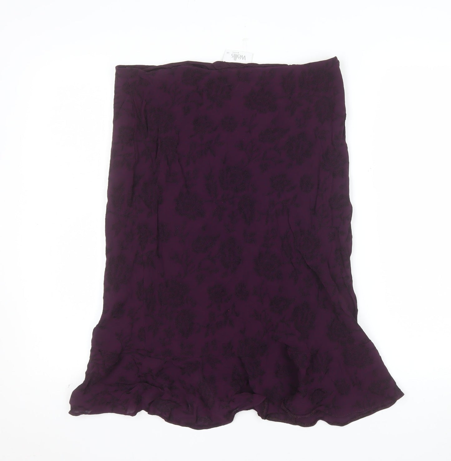 Wallis Women’s Purple Floral Midi Flare Skirt Size 10 Petite