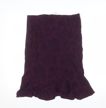 Wallis Women’s Purple Floral Midi Flare Skirt Size 10 Petite
