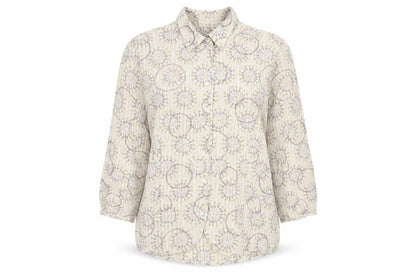 Hawkshead Womens Beige Floral Cotton Button-Up Shirt Size 16