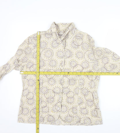 Hawkshead Womens Beige Floral Cotton Button-Up Shirt Size 16