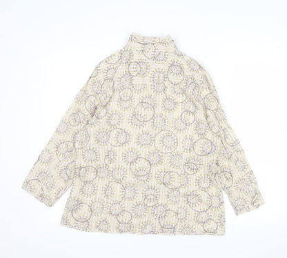 Hawkshead Womens Beige Floral Cotton Button-Up Shirt Size 16
