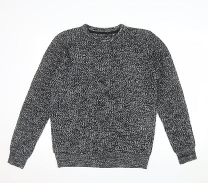 Brave Soul Men's Grey Chunky Knit Crew Neck Jumper Size M