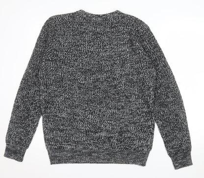 Brave Soul Men's Grey Chunky Knit Crew Neck Jumper Size M