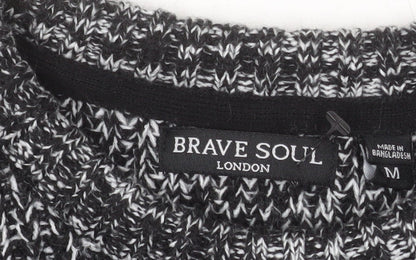 Brave Soul Men's Grey Chunky Knit Crew Neck Jumper Size M