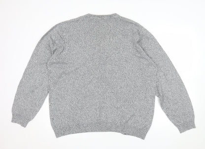Marks and Spencer Men's Grey Cotton Blend Crew Neck Jumper XL Regular Fit