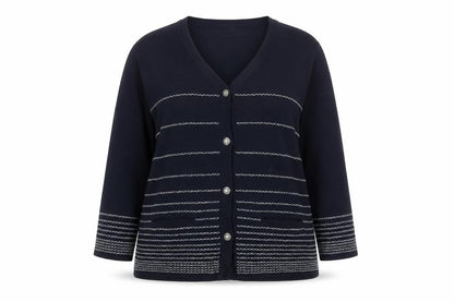 Sedagyl Women's Navy Cardigan XL Acrylic Knit V-Neck Long Sleeve