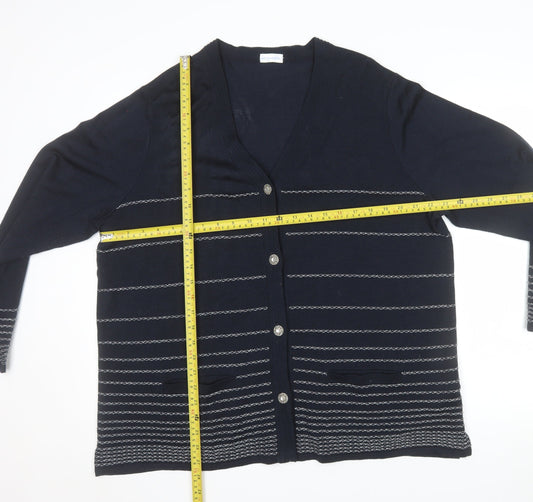 Sedagyl Women's Navy Cardigan XL Acrylic Knit V-Neck Long Sleeve