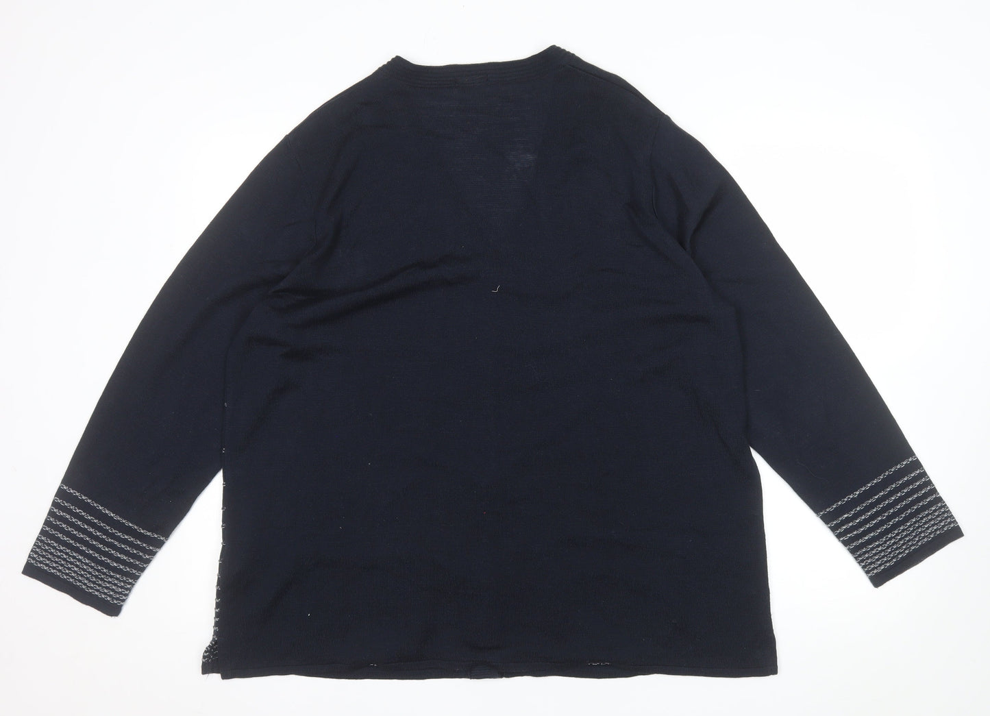 Sedagyl Women's Navy Cardigan XL Acrylic Knit V-Neck Long Sleeve