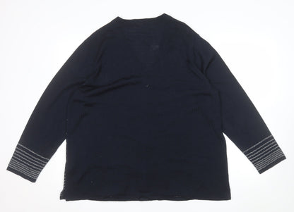 Sedagyl Women's Navy Cardigan XL Acrylic Knit V-Neck Long Sleeve
