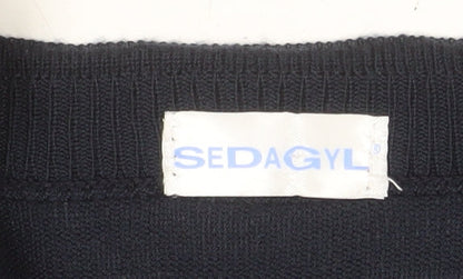 Sedagyl Women's Navy Cardigan XL Acrylic Knit V-Neck Long Sleeve