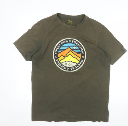 Rab Men's Green Graphic Outdoor Cotton T-Shirt Size L