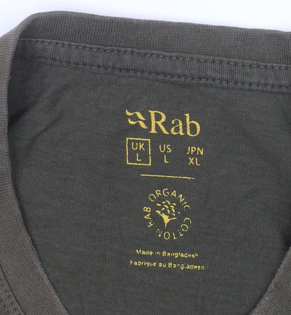 Rab Men's Green Graphic Outdoor Cotton T-Shirt Size L