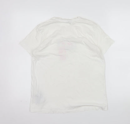 Diesel Womens White Cotton Logo Embroidered T-Shirt M