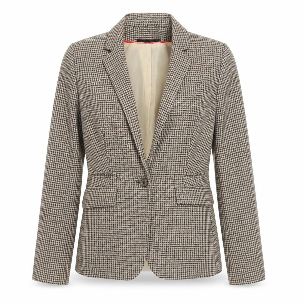 H&M Women's Brown Houndstooth Slim Fit Blazer Size 4