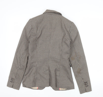 H&M Women's Brown Houndstooth Slim Fit Blazer Size 4