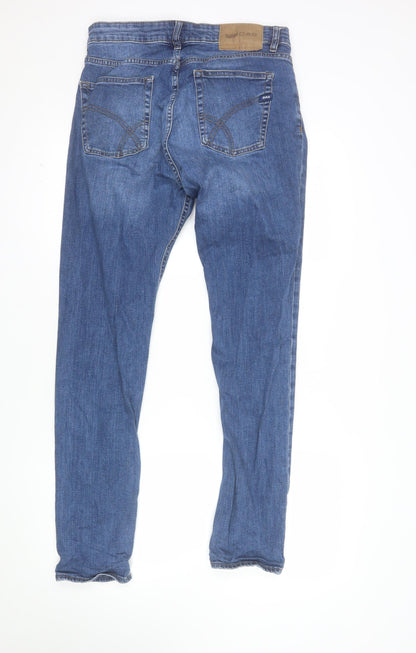 GAS Men Blue 34x32 Regular Fit Straight Denim Jeans