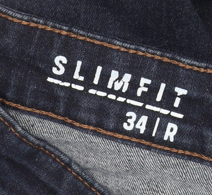 George Men's Blue Slim Fit Denim Jeans 34W 32L Straight Leg