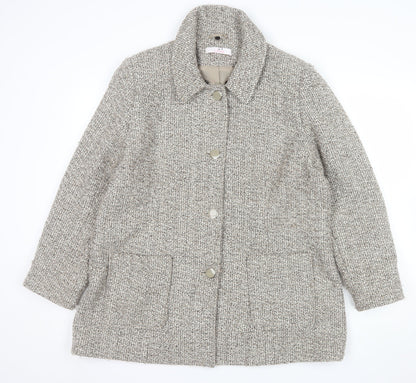 Julipa Women's Beige Tweed Mid-Length Overcoat Size 18 Lined Button