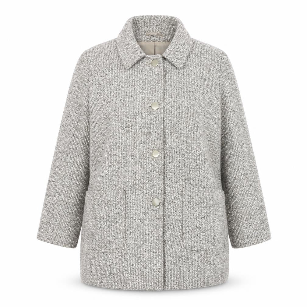 Julipa Women's Beige Tweed Mid-Length Overcoat Size 18 Lined Button