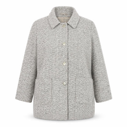 Julipa Women's Beige Tweed Mid-Length Overcoat Size 18 Lined Button