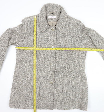 Julipa Women's Beige Tweed Mid-Length Overcoat Size 18 Lined Button