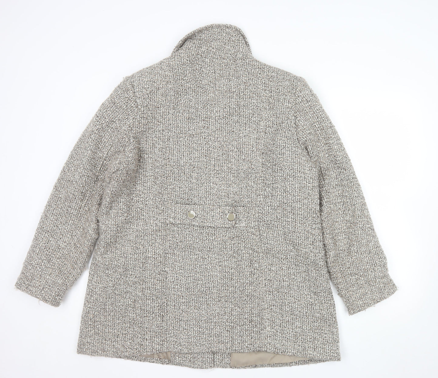 Julipa Women's Beige Tweed Mid-Length Overcoat Size 18 Lined Button