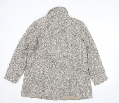 Julipa Women's Beige Tweed Mid-Length Overcoat Size 18 Lined Button
