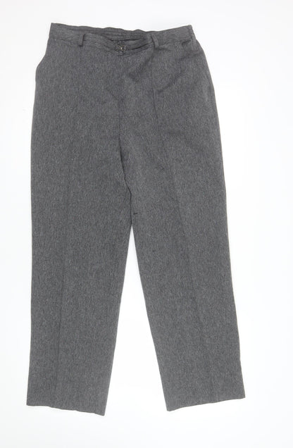 Marks and Spencer Womens Grey Size 14 Polyester Straight Leg Trousers