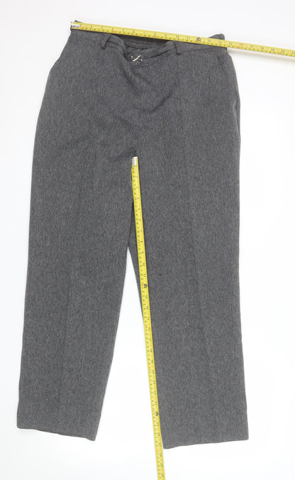 Marks and Spencer Womens Grey Size 14 Polyester Straight Leg Trousers
