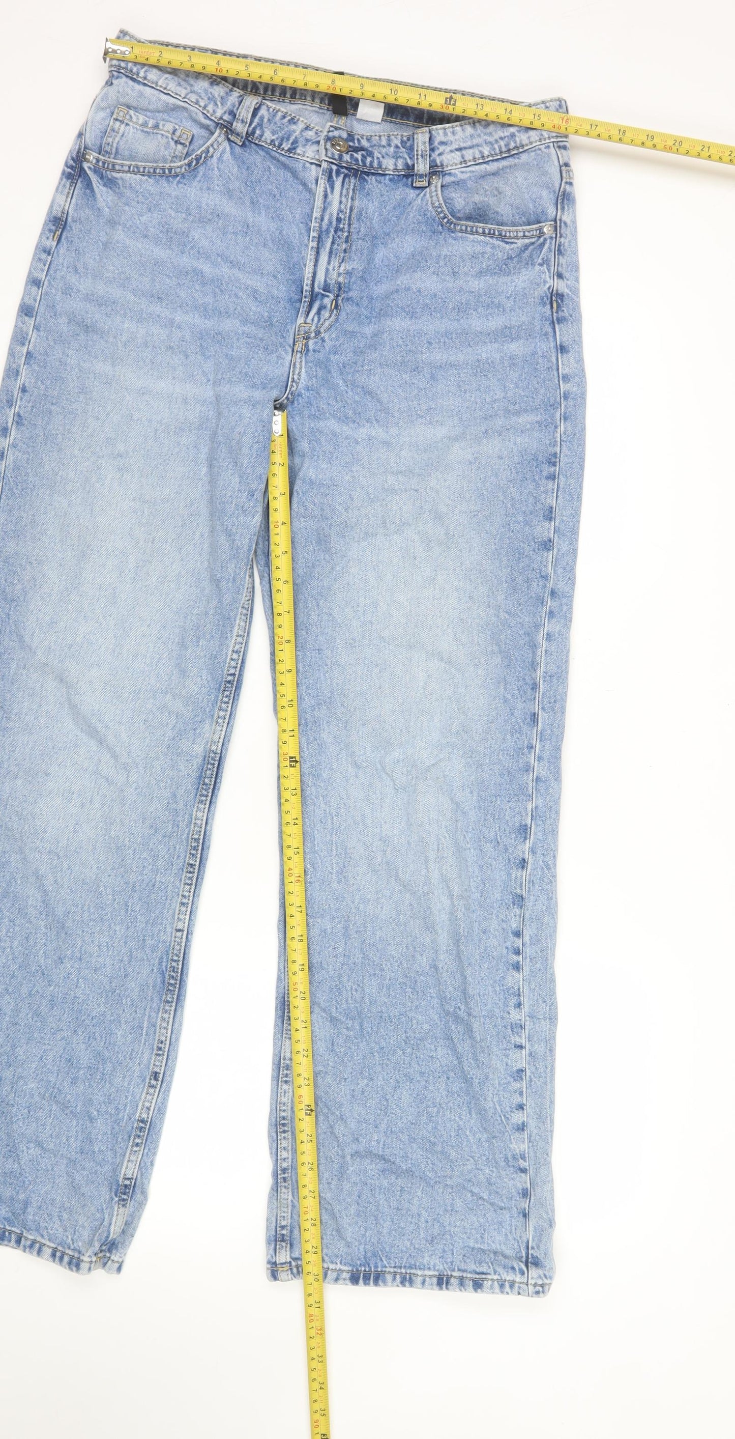 H&M Divided Women's Blue Wide-Leg High Rise Jeans Size 14