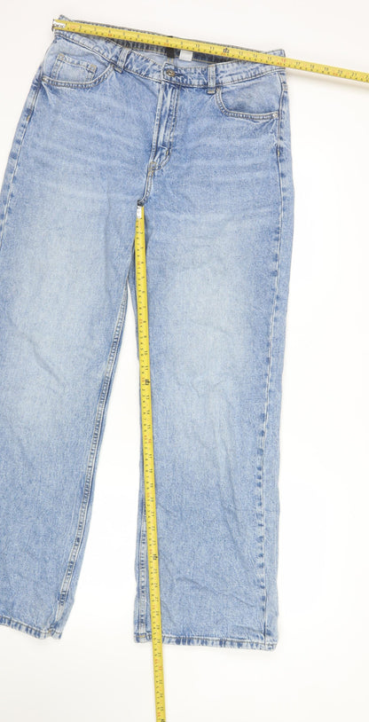 H&M Divided Women's Blue Wide-Leg High Rise Jeans Size 14