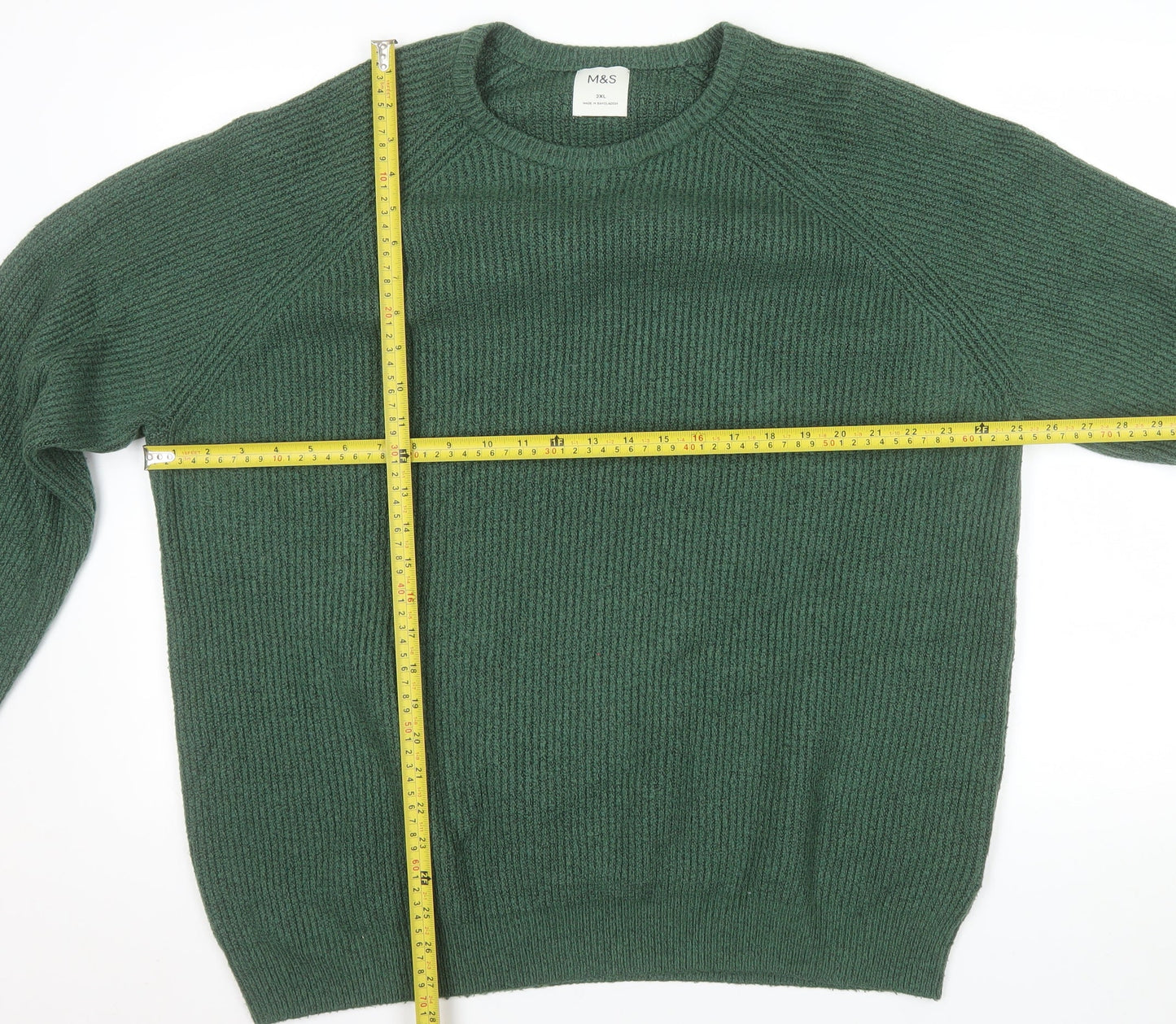 Marks and Spencer Men's Green 3XL Chunky Knit Wool Pullover Jumper
