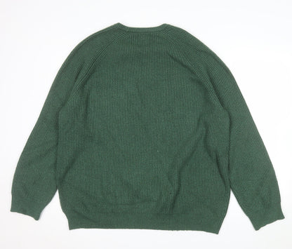 Marks and Spencer Men's Green 3XL Chunky Knit Wool Pullover Jumper