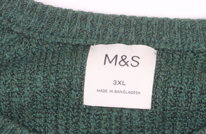 Marks and Spencer Men's Green 3XL Chunky Knit Wool Pullover Jumper