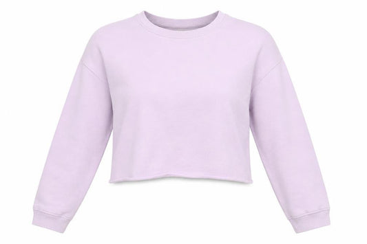 Front view of Miss Selfridge Women Lilac Crop Pullover Sweatshirt UK 8 Cotton