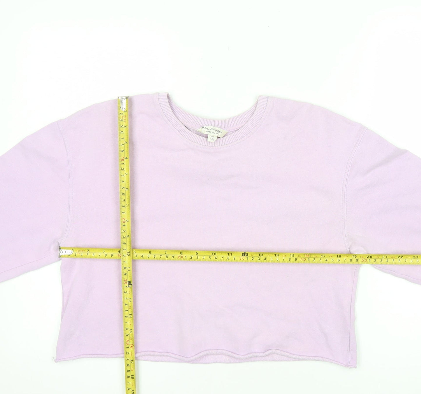 Miss Selfridge Women Lilac Crop Pullover Sweatshirt UK 8 Cotton