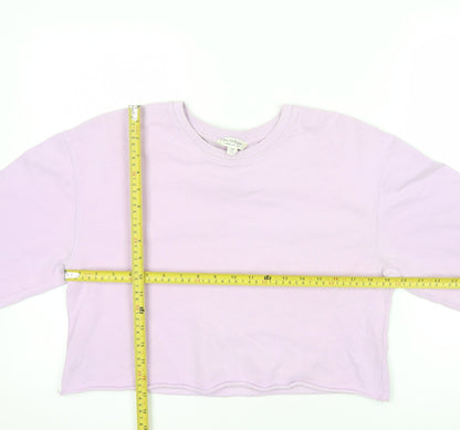 Miss Selfridge Women Lilac Crop Pullover Sweatshirt UK 8 Cotton