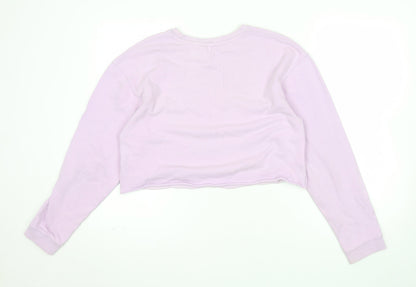 Miss Selfridge Women Lilac Crop Pullover Sweatshirt UK 8 Cotton