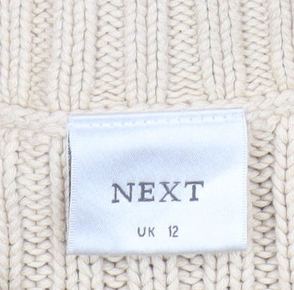 Next Women Beige Cable-Knit Full Zip Cotton Cardigan UK 12