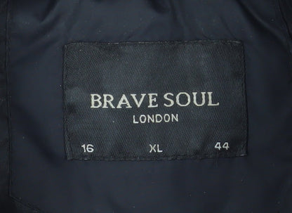 Brave Soul Women's Black Quilted Puffer Jacket Size 16 XL