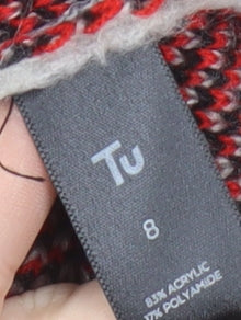 Tu Womens Grey City Print Knit Jumper Size 8 Crew Neck Pullover